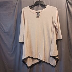 Women's Beige Top with Asymmetrical Hem